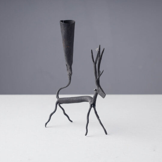 CHHATTISGARH HASTSHILP VIKAS BOARD Bastar Tribal Wrought Iron Deer Candle Stand (4 x 2 in)