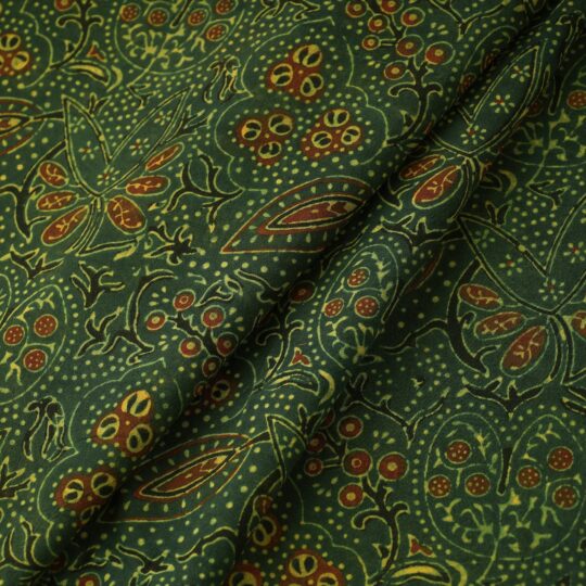 KACHCHH JI CHHAAP Green - Ajrakh Block Printed Cotton Fabric - view 2