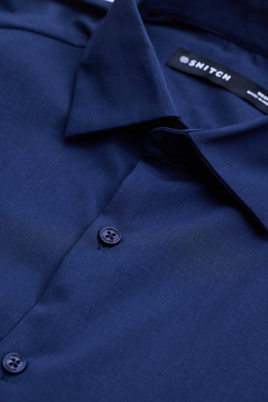SNITCH Navy Slim Fit Stretch Shirt - view 2