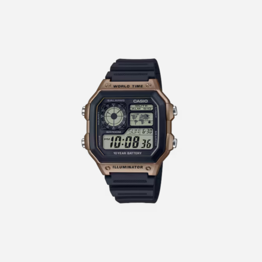 Black brown watch – Casio Digital AE1200WH-5AV Illuminator Black/Brown Watch