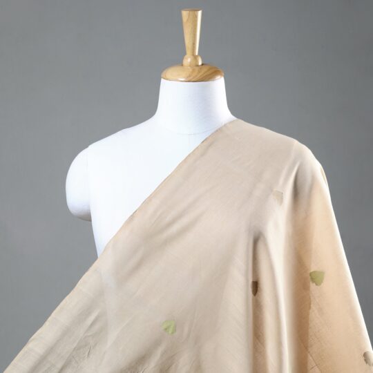 CREYO Beige - Godavari Jamdani Multicolor Lotus Thread Buti Handloom Cotton Fabric