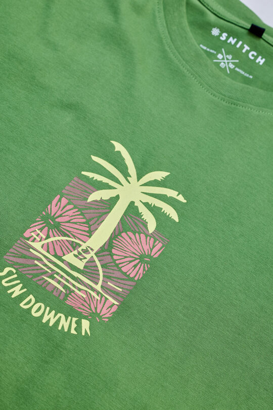 SNITCH Sun Downer Green Slim Fit T-Shirt - view 2