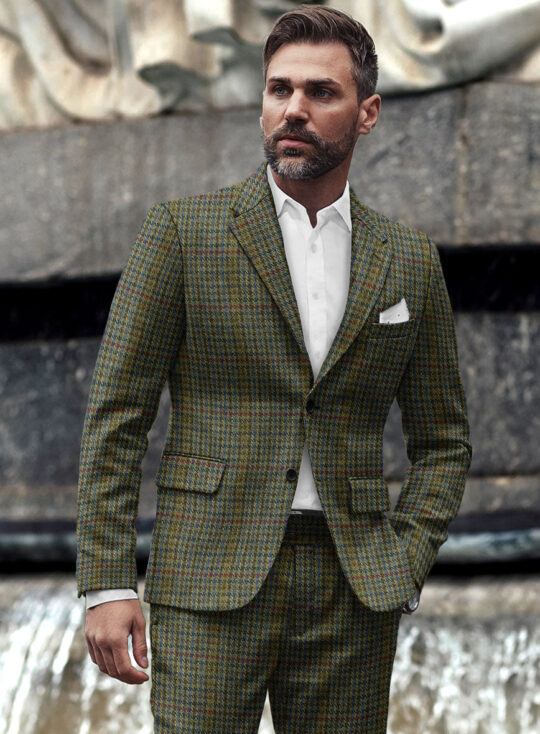 StudioSuits Harris Tweed Moss Green Houndstooth Jacket - view 2