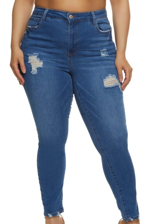 wax_jeans Plus Size WAX High Waisted Distressed Jeans