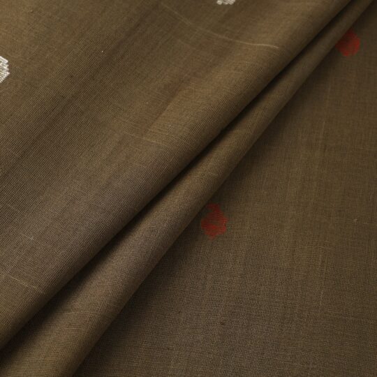 SOUTH KARGHA Brown - Handspun Handloom Natural Dyed Cotton Jamdani Fabric 37 - view 2