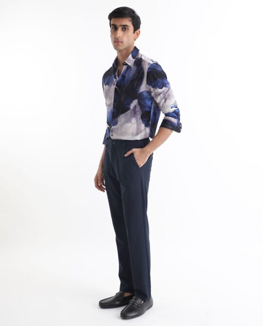 Rare Rabbit Men's Brims Purple Viscose Fabric Floral Print Full Sleeves Shirt - view 2