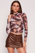 blashe Floral Print Long Sleeve Mesh Top – Women's