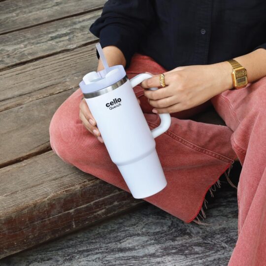 Cello Quench Tumbler Water Bottle with Lid and Straw, 900ml - view 2