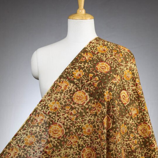 VENKATA BHANU KALAMKARI PEDANA Brown - Pedana Kalamkari Block Printed Cotton Fabric