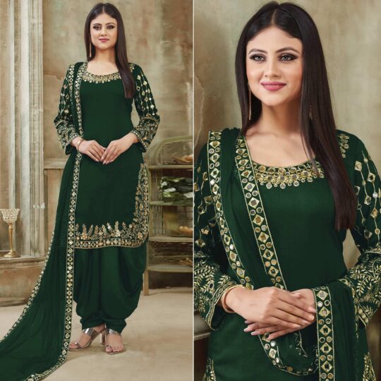 Green suits – BlackTree green-embroidered-georgette-patiala-suit