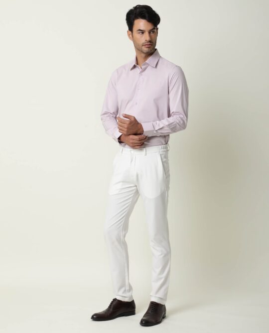 Rare Rabbit Men's Neutro Ls Pastel Purple Shirt Cotton Polyester Fabric Collared Neck Full Sleeves Button Closure Slim Fit - view 2