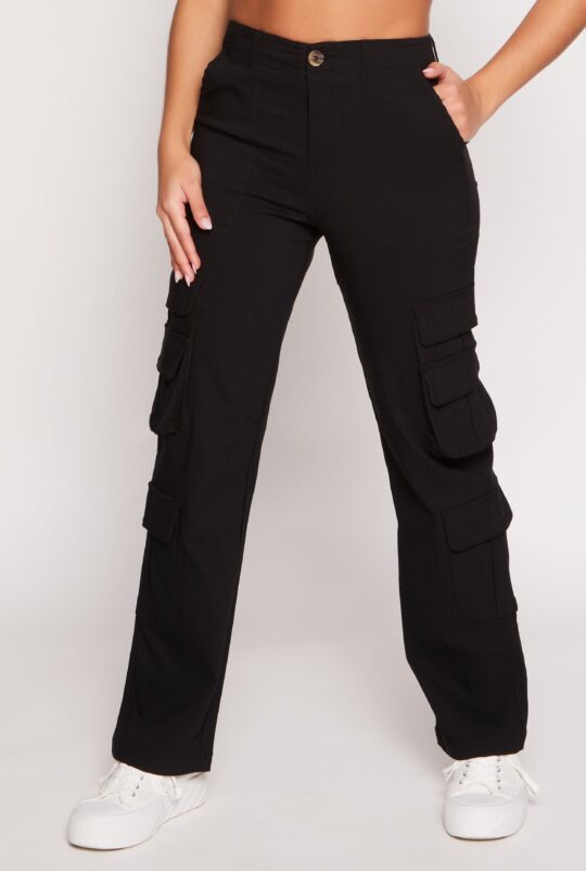 haute_monde Haute Monde Straight Leg Cargo Pants - view 2