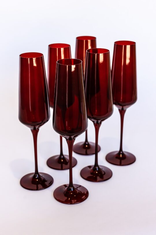 Estelle Colored Glass Estelle Colored Champagne Flute - Set of 6 {Red Samples} - view 2