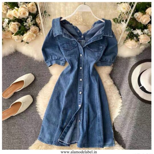 Alamode By Akanksha Calista Offshoulder Denim Dress