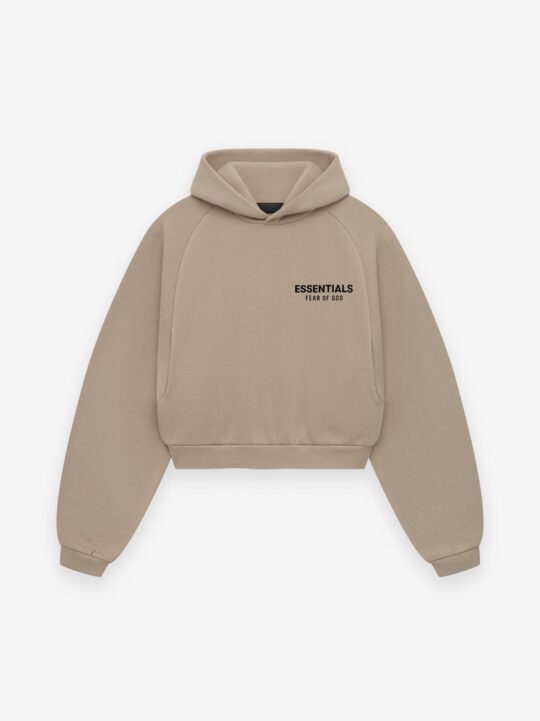 ESSENTIALS Women's Fleece Cropped Hoodie – Desert Sand - view 2