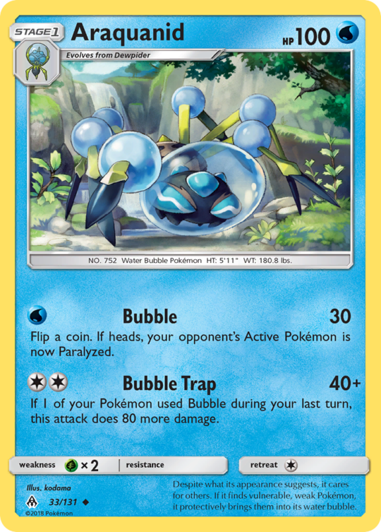 Uncommon sm6-33 non-holo – Pokémon Araquanid - 33/131 - Uncommon [sm6-33] [Non-Holo] - Araquanid - 33/131 - Uncommon