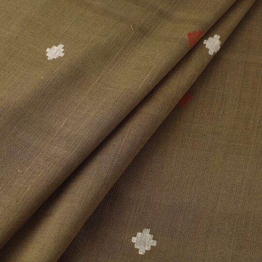 SOUTH KARGHA Brown - Handspun Handloom Natural Dyed Cotton Jamdani Fabric 09 - view 2