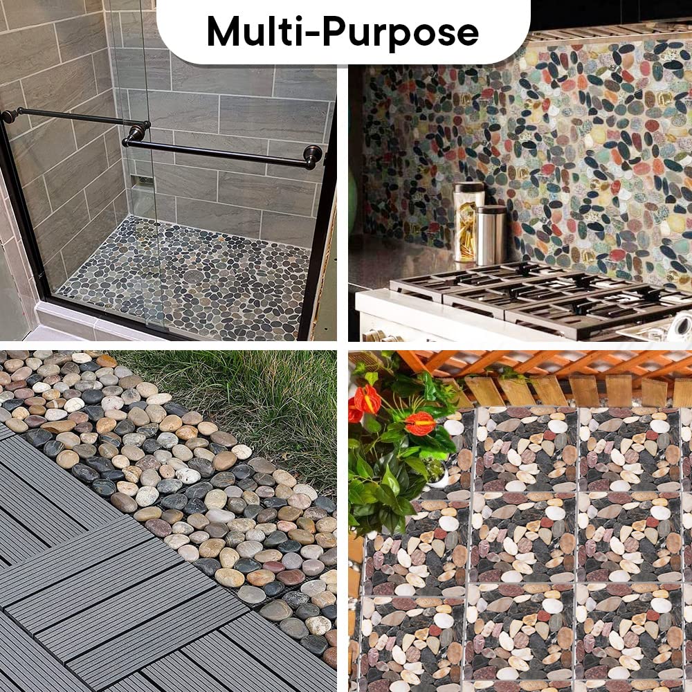 Cheston Tiles for Floor with Interlocking I Pebble Floor Tiles I Weather & Water Resistant I Tiles for Garden, Balcony & Poolside I 12" X 12" Deck Til - view 5