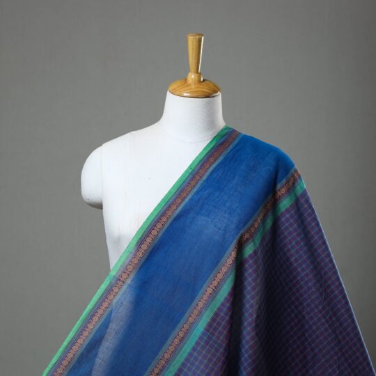 SOUTH KARGHA Blue - Cotton Kanchipuram Fabric with Thread Border 44