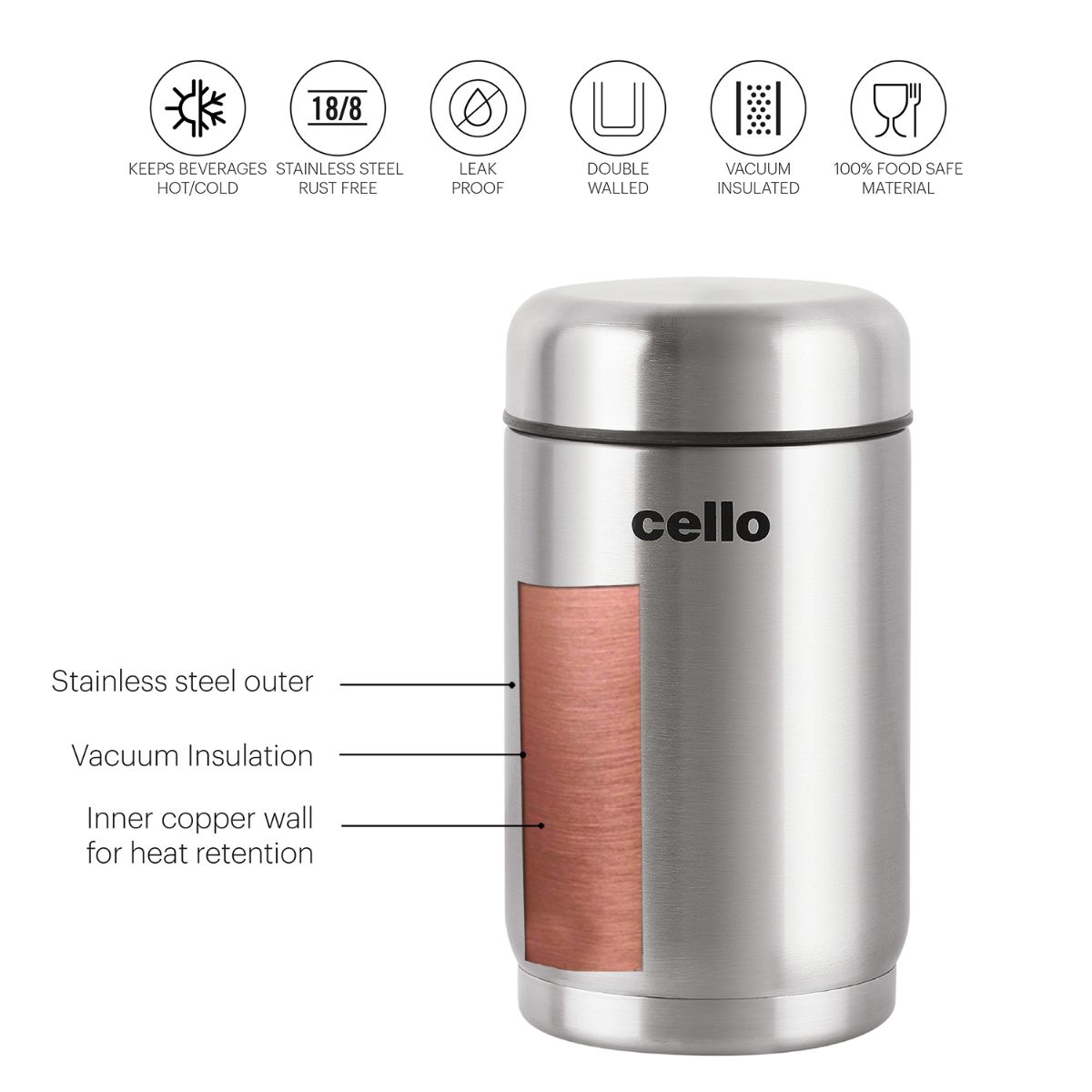 Cello Supee Flask, Insulated Soup and Food Jar, 600ml - view 3
