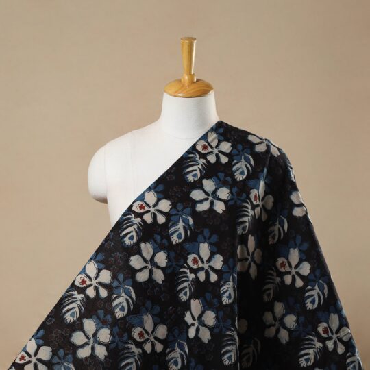 ARTISAN HAND BLOCK PRINTS Black - Block Print Cotton Jahota Fabric 37