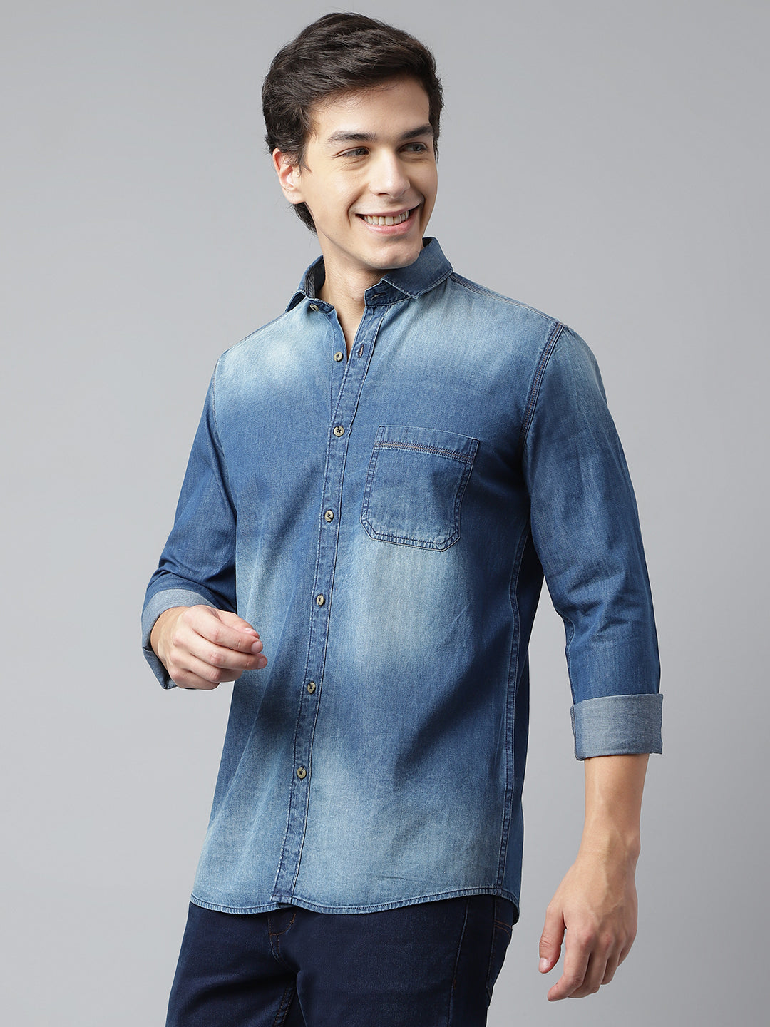 BlackTree Men Blue Standard Fit Solid Casual Shirt - view 3