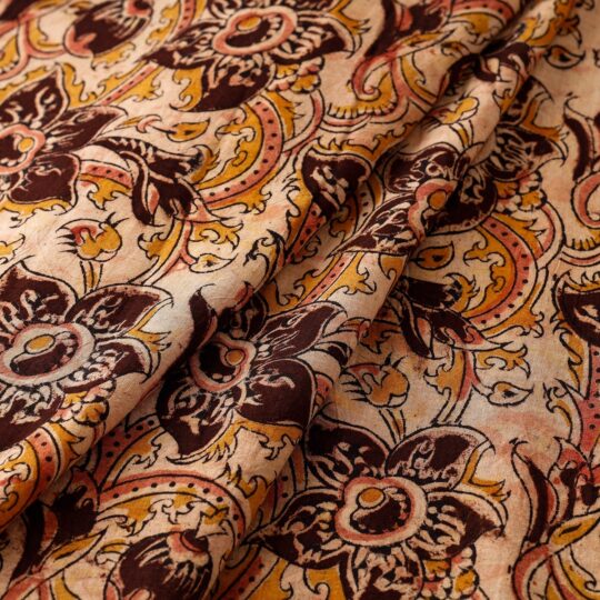 VENKATA BHANU KALAMKARI PEDANA Beige - Pedana Kalamkari Block Printed Cotton Fabric - view 2