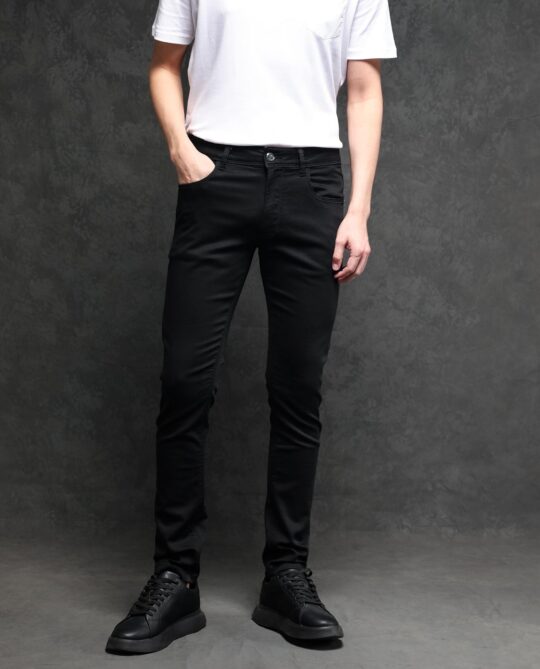Rare Rabbit Men's Satinx S Black Rinse Wash Mid-Rise Slim Fit Jeans