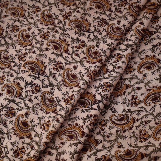 VENKATA BHANU KALAMKARI PEDANA Beige - Pedana Block Printed Cotton Kalamkari Fabric 08 - view 2