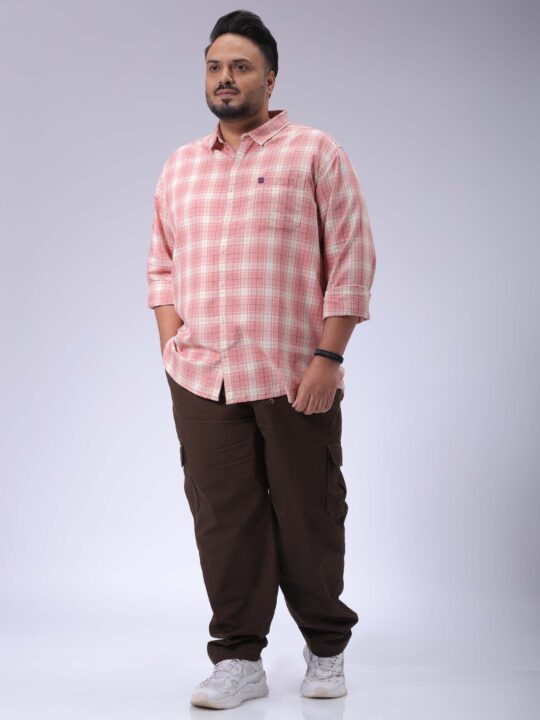 HARDSODA Men's Plus Size Pink Regular Fit Checked Casual Shirt - view 2