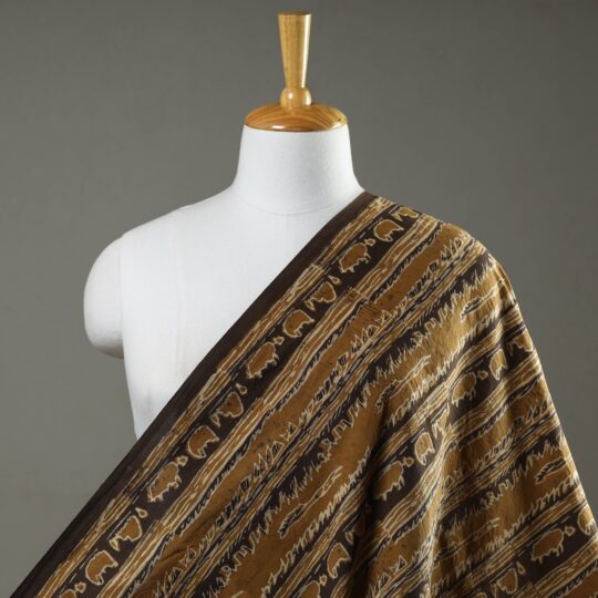 HAVELI CHRONICLES Brown - Akola Hand Block Printed Cotton Fabric