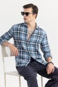 SNITCH Gridline Blue Checks Shirt