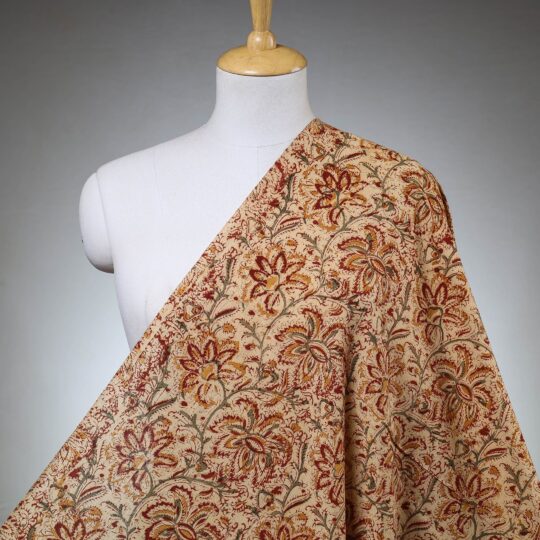 SOUTH KARGHA Beige - Kalamkari Block Printed Cotton Fabric