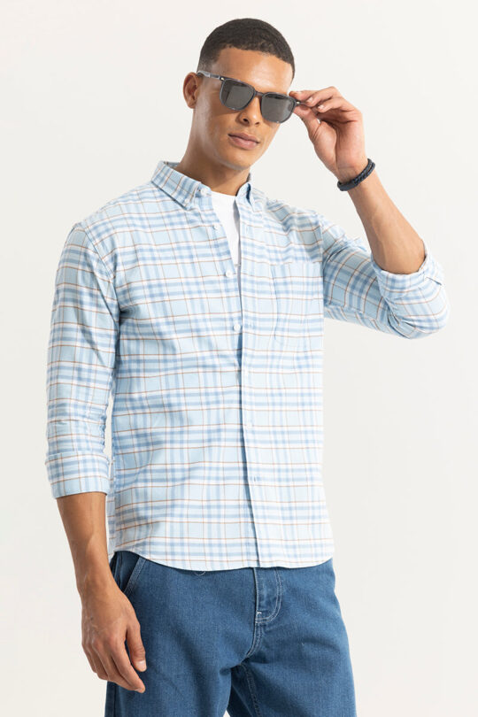 SNITCH Tartan Matrix Blue Checks Shirt