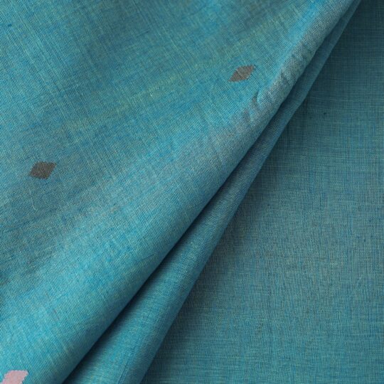 CREYO Blue - Godavari Jamdani Buta Pure Handloom Cotton Fabric - view 2