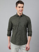 BlackTree Men Olive Standard Fit Printed Casual Shirt
