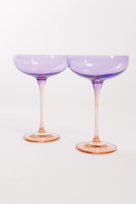 Estelle Colored Glass Estelle Colored Champagne Coupe - Set of 2 {Colorblock: Lavender+ Blush Pink}