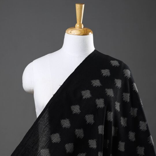 SOUTH KARGHA Black - Handloom Cotton Pochampally Double Ikat Fabric