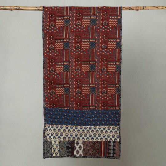 STOLES & SCARVES Multicolor - Patchwork Cotton Stole in Ajrakh Block Prints 42 - view 2