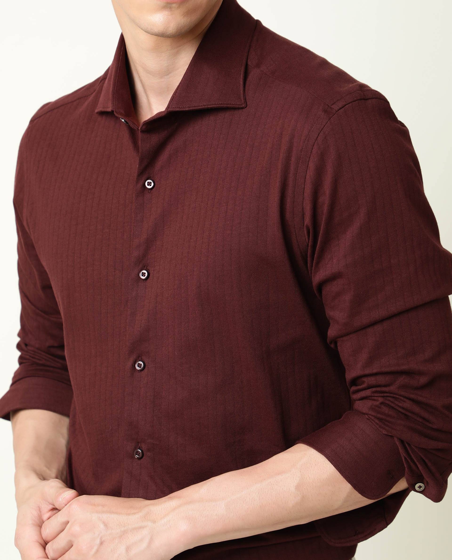 Rare Rabbit Men's Vertical Maroon Cotton Fabric Full Sleeves Striped Shirt - view 7