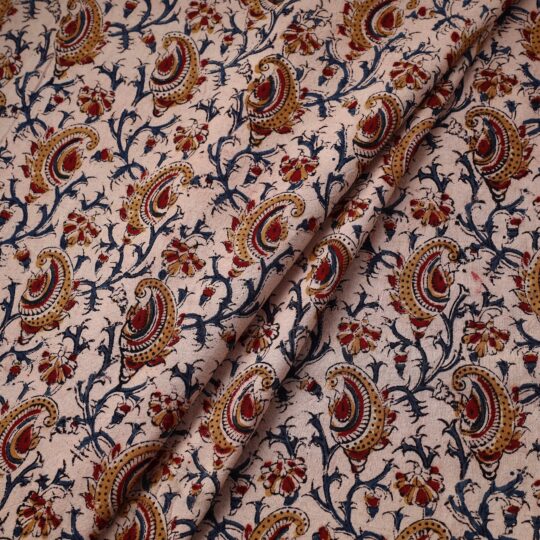 VENKATA BHANU KALAMKARI PEDANA Beige - Pedana Block Printed Cotton Kalamkari Fabric 16 - view 2