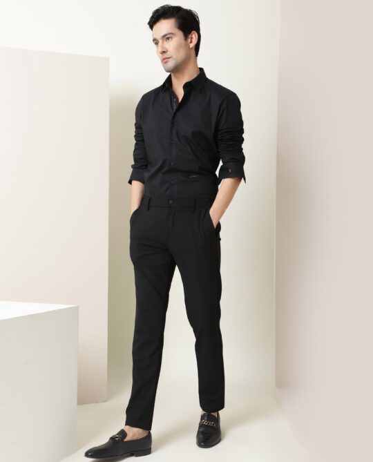 Rare Rabbit Men's I Love U Black Cotton Fabric Embroidered Full Sleeves Shirt - view 2