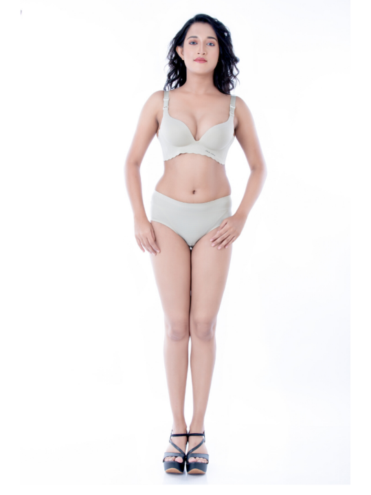 Padded Wired Bra with Bikini Panty in Light Grey..