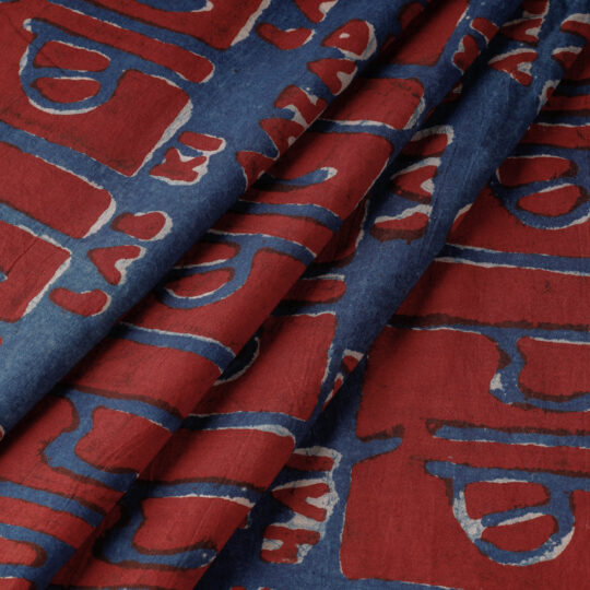 BINDAAS UNLIMITED बोल Ki Lab Azad Hain Tere - Blue Bindaas Block Print Cotton Fabric 01 - view 2