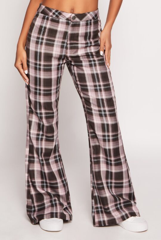 almost_famous Almost Famous Plaid Flare Pants - view 2