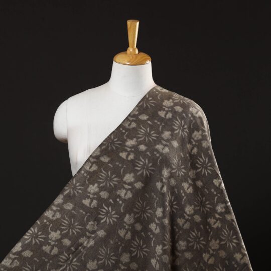 HAVELI CHRONICLES Brown - Pure Wool Handloom Akola Print Fabric 04