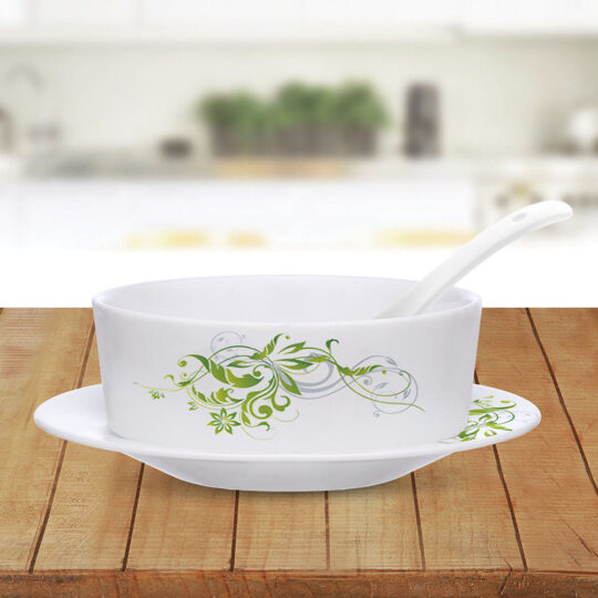 My Borosil Larah by Borosil Erba Soup Bowl w Saucer Set