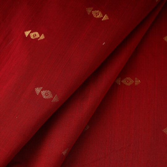 ITOKRI CRAFTS INITIATIVE Red - Zari Buti Spun Dupion Viscose Silk Plain Fabric 04 - view 2