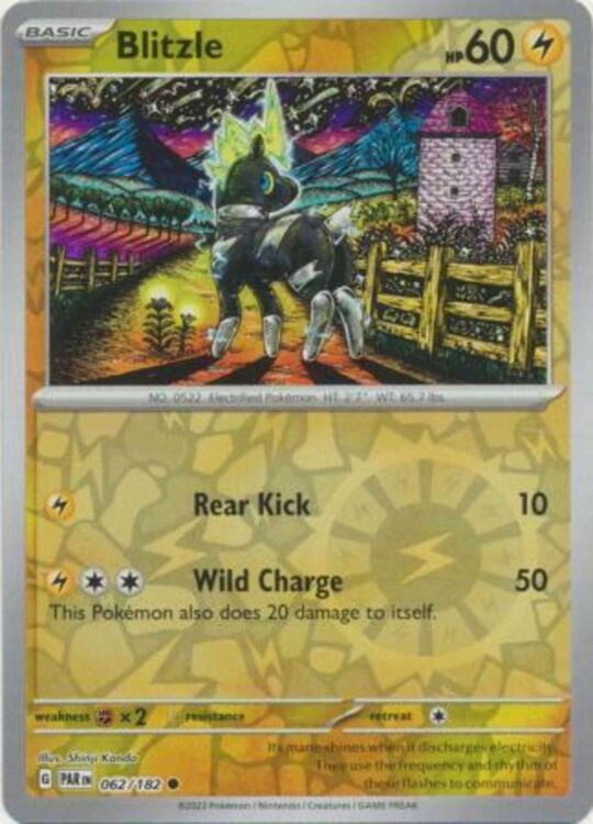Common sv04-062 reverse – Pokémon Blitzle - 062/182 - Common [sv04-062] [Reverse Holo]