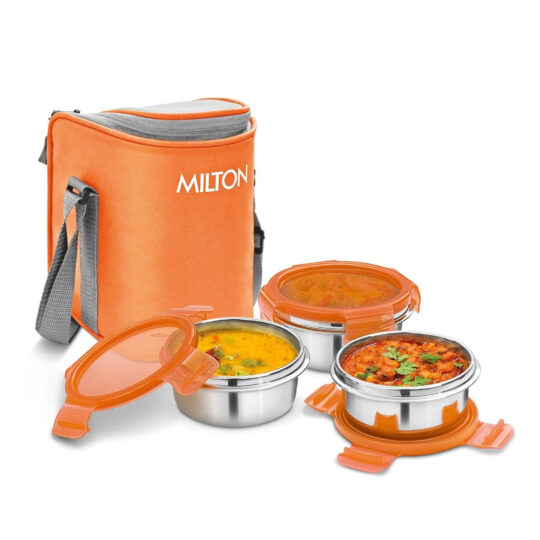 Milton Cube 3 Stainless Steel Tiffin with Jacket | 3 Stainless Steel Containers - view 2
